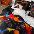 thumbnail image 4 of Castle Fairy Teens Video Game 7pcs Bedding Comforter Set,Graffiti Splash Queen Bedding Sets Super Cozy,Abstract Gamepads Queen Sheet Sets,Breathable Home Decor, 4 of 8