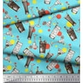 thumbnail image 3 of Soimoi Blue Poly Georgette Fabric Dot & Soft Drinks Summer Designs Printed Craft Fabric by the Yard 42 Inch Wide, 3 of 3