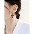 thumbnail image 2 of Fashion CZ Cross Dangle Earrings for Women Hypoallergenic Crystal Charms Drop Dangling Huggie Small Hoop Cartilage Cuff Dainty Punk Faith Jewelry Gifts for Prayer, 2 of 12