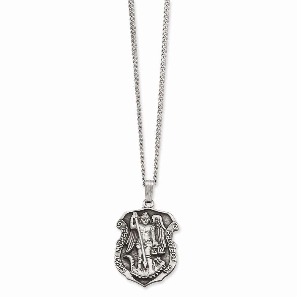 Kelly Waters - Rhodium Plated St. Michael Medal Necklace - Walmart.com ...