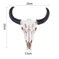 thumbnail image 2 of Escultura de cabeza de toro de cuerno largo de vaca, cabeza de animal de resina, esqueleto de calavera, decoración para colgar en la pared, adornos creativos de Halloween, manualidades para el hogar,, 2 of 5