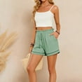thumbnail image 6 of Womens Shorts Lounge Athletic Shorts Loose Running Shorts Casual Long Yoga Shorts with Pockets Green, 6 of 7