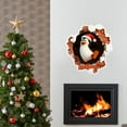 thumbnail image 4 of Christmas 3D Wall Stickers, Cartoon Cute Snowman Penguin Santa Breaking Through Wall Design, Removable Window Clings, Holiday Party Home Decorations -1Pcs, 4 of 5