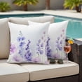 thumbnail image 4 of Spring Flowers Outdoor Waterproof Pillow Covers, Watercolor Idyllic Lavender Purple Plant Decorative Square Throw Pillowcase Sofa Cushion Sham for Patio/Couch/Chair, 16"x16" 2 Pack, 4 of 8