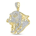 thumbnail image 3 of 10kt Yellow Gold Mens Round Diamond Panther Head Charm Pendant 5/8 Cttw, 3 of 3