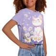 thumbnail image 4 of Uourmeti Girl Cat Shirt for Girls 8-10 Summer Crop Top Cute Crew Neck Sports Pullover Daisy Short Sleeve Tops, 4 of 6