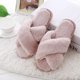 thumbnail image 2 of Pantuflas para mujer, peludas y esponjosas, de piel sintética, con puntera abierta y banda cruzada, a la moda, planas, cálidas, para el hogar, la sala de estar, el dormitorio, interiores y exteriores,, 2 of 5