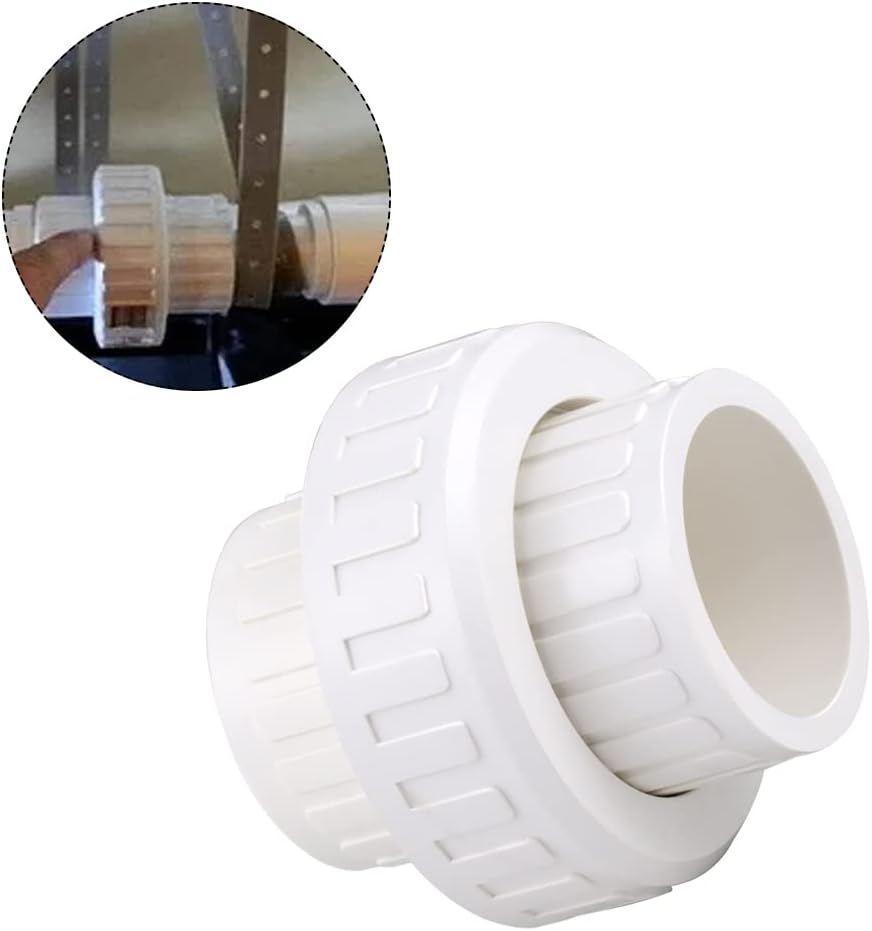 2" PVC Union Coupling Pipe Fitting (Socket x Socket) PVC Adapter Schedule 40, EPDM O-Ring, White 2 Pack