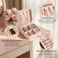 thumbnail image 6 of Casegrace Mini Travel Jewelry Box for Women Girl Leather Gift Display Jewellery Case Earrings Ring Necklace Jewelry Storage Organizer, 6 of 9