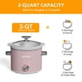 thumbnail image 6 of 2QT Small Slow Cooker with Removable Ceramic Pot, 3 Heating Settings, Dishwasher-Safe Glass Lid, Pink, 6 of 10