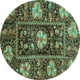 thumbnail image 1 of Ahgly Company Indoor Round Abstract Turquoise Blue Modern Area Rugs, 5' Round, 1 of 4