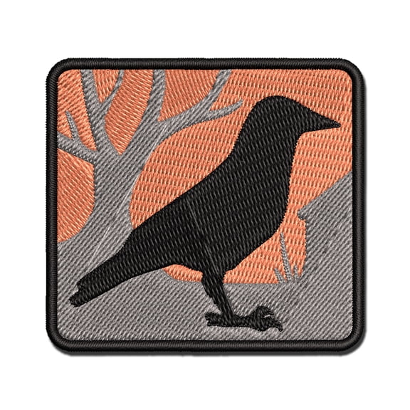 Crow Solid Applique Multi-Color Embroidered Iron-On Patch - 2.5 Inch Small
