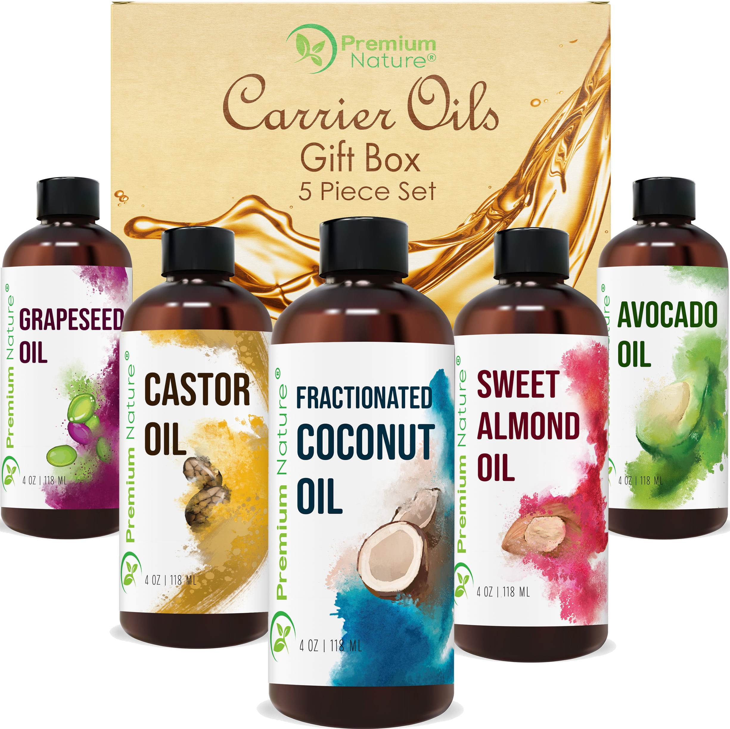 Carrier Oils 5 Pk Variety Set 4 Oz Each Best Oils For Body Massage Dry Skin Hair