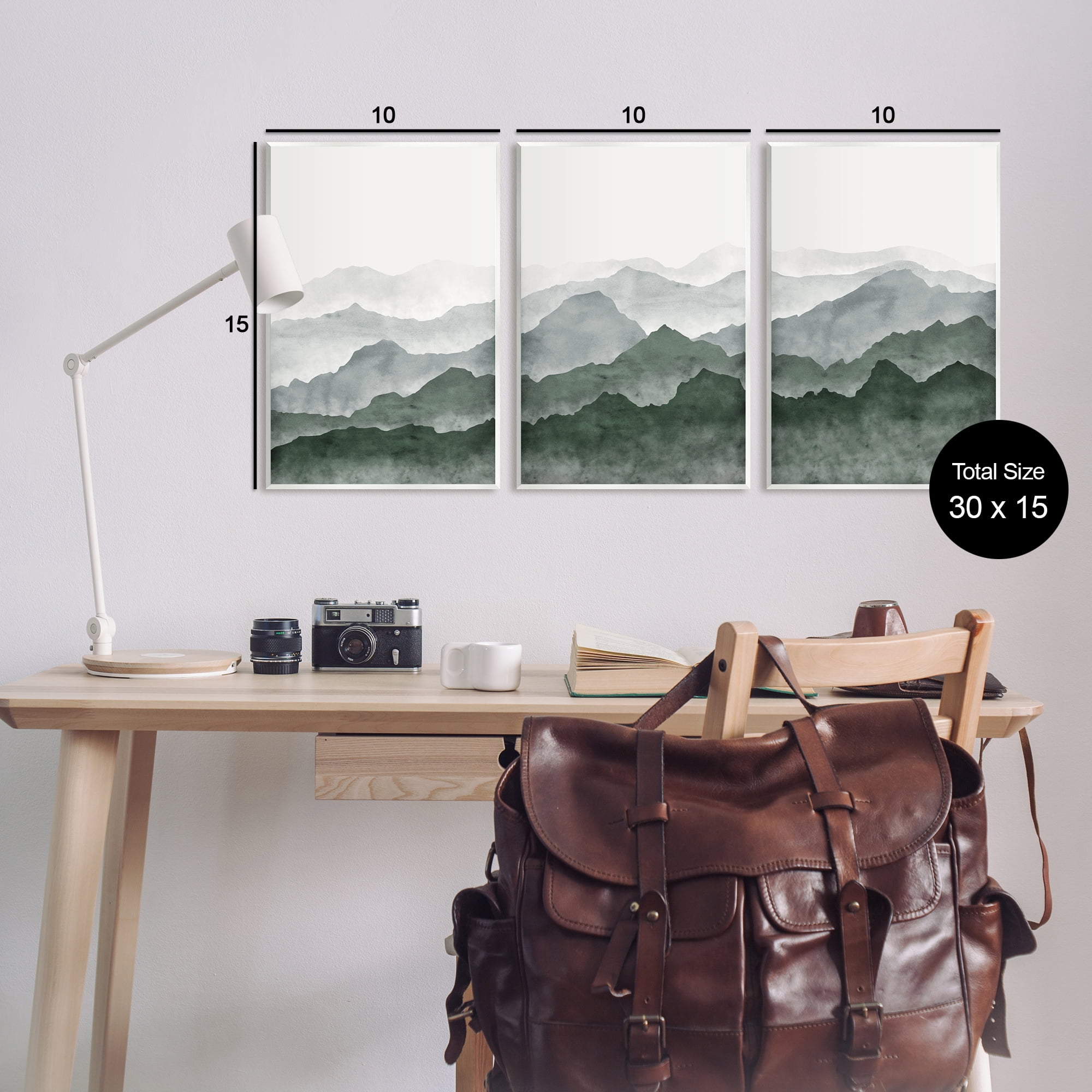 Stupell Sage Hills Mountain Nature View Landscape Painting Wall Plaque Unframed Art Print Wall Art, Set of 3