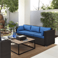 thumbnail image 2 of Yaheetech 79'' W 3-Seater Outdoor Sofa with Throw Pillows for for Deck Porch, Brown/Dark Blue, 2 of 9