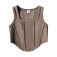 thumbnail image 2 of Girl's Textured Sleeveless Square Neck Asymmetrical Hem Crop Tank Tops Under $10, 2 of 5