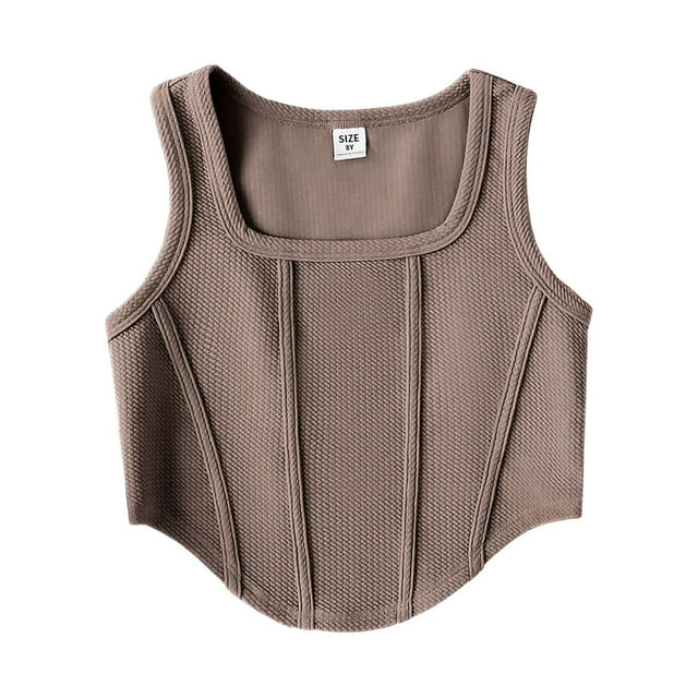 Sleeveless Top for Girls, Slim Fit Breathable Polyester Spandex Blend, Solid Color Casual Sports Style, Short Length for Spring Summer Wear