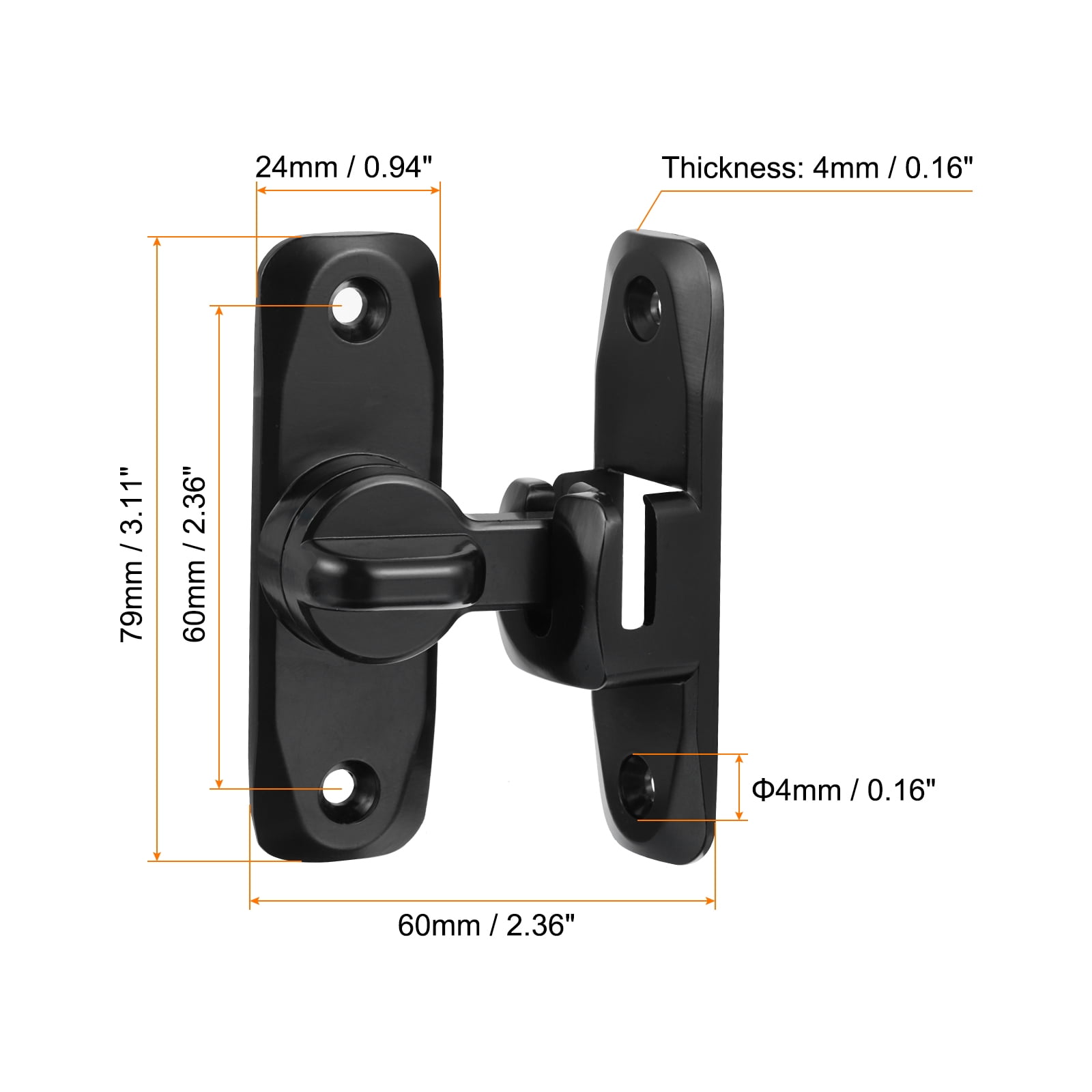 Uxcell Gate Latches Hardware Barn Door Latches 90/180 Degree Small Flip Black 2 Pack