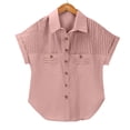 thumbnail image 4 of Breezora Unique Ladies Short Sleeve Shirt with a Detailed Buttoned Lapel and Functional Pleated Pocket Design Offering a Smart Casual Look for Work or Leisure XL Size Pink, 4 of 9