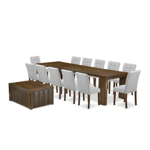 Luxe by East West Furniture 14 Pieces Extendable Dining Set Includes a Rectangle Kitchen Table