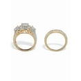 thumbnail image 2 of PalmBeach Jewelry Round Cubic Zirconia 2-Piece Triple Halo Wedding Ring Set 3.74 TCW in Gold-Plated or Platinum-Plated Sterling Silver, 2 of 5