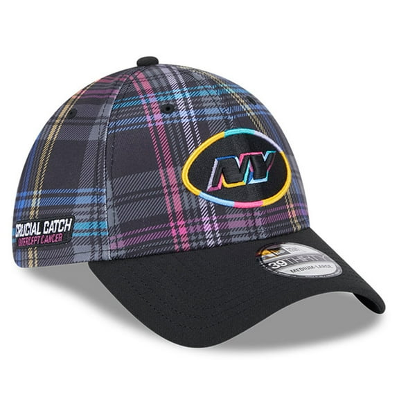 Men's New Era Black New York Jets 2024 NFL Crucial Catch Plaid 39THIRTY Flex Hat