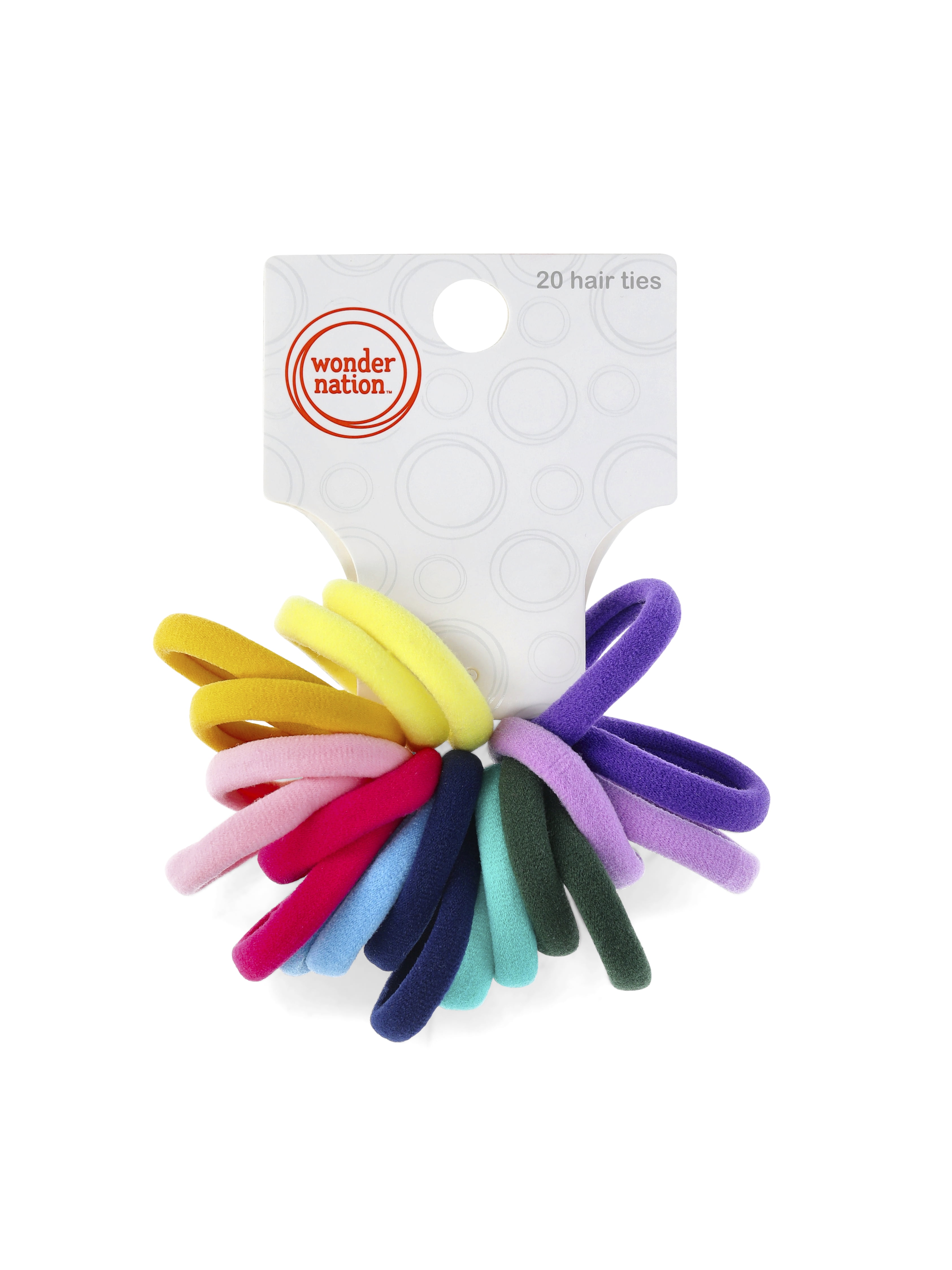 Wonder Nation Girls' Ponytail Holders, 20-Piece, Multi