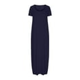 thumbnail image 4 of GaThRRgYP Women's Casual Pocket Short Sleeve Dress,Women's Large Pocket Solid Color Dress Round Neck Short Sleeved Dress Navy M, 4 of 6