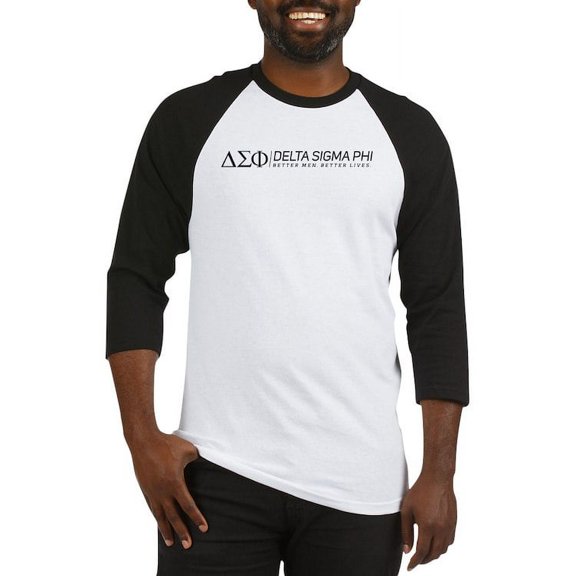 CafePress - Delta Sigma Phi Black Logo Baseball Jersey - Cotton Baseball Jersey, 3/4 Raglan Sleeve Shirt