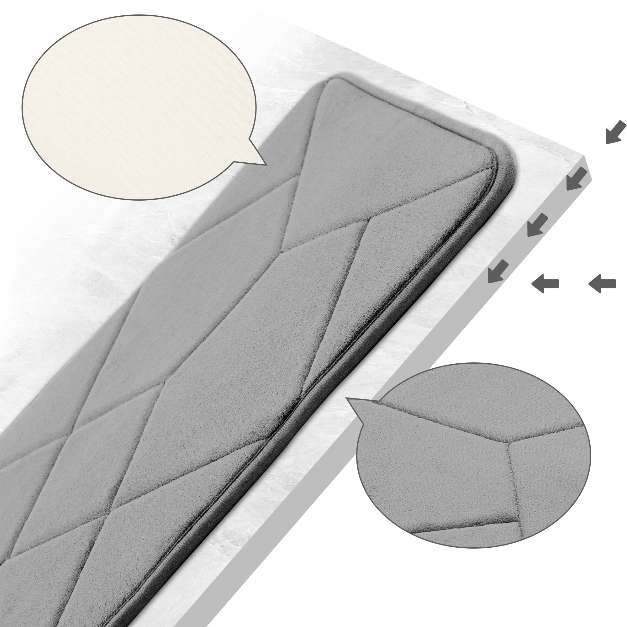 Unique Bargains Memory Foam Quick Dry Washable Non Slip Rugs Gray 16" x 24"