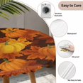 thumbnail image 3 of Orange Pumpkins Fall Round Tablecloth for 55-60 Inch Tables,Fitted Table Cover with Elastic Edge,Maple Leaves Thanksgiving Botanical Waterproof Outdoor Table Cloth Protector for Patio Garden Dinner, 3 of 9