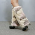 thumbnail image 4 of Women's Fluffy Leg Warmers Winter Fluffy Leg Warmers Soft Holiday Wear For Party Parade Beige 15CM, 4 of 5