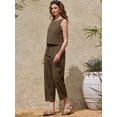 thumbnail image 4 of DARING DIVA Women's Gingham Pants Set 2 Piece Outfits Sleeveless Crop Top 2XL Dark Khaki, 4 of 6