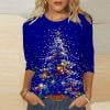 thumbnail image 2 of asdoklhq Cotton Sweaters for Women's Fashion Tees Casual Crewneck 3/4 Sleeve Loose T Shirt Ladies Blouses Shirts Blue 4X, 2 of 6