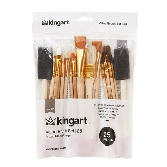 Kingart, Value Multicolor Brush Set, 25-Pack, All Ages