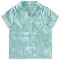 thumbnail image 3 of BTween Girls Satin Pajama Set 4-Pack, Short Sleeve Button-Down Sleepwear for Kids, Soft and Breathable Nightwear, 3 of 5
