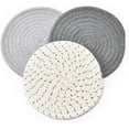 thumbnail image 2 of Kitchen Pot Holders Set Trivets Set 100% Pure Cotton Thread Weave Hot Pot Holders Set of 3, Stylish Coasters, Hot Pads, Hot Mats for Cooking Baking, Diameter 7 Inches, 2 of 6