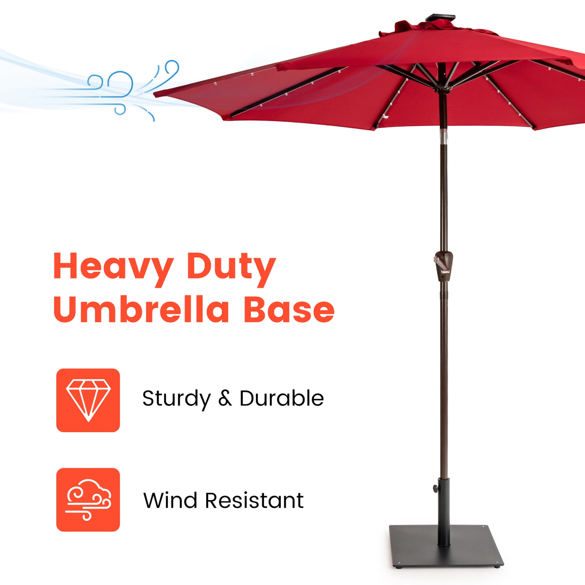 Gymax Square Weighted Patio Umbrella Base Stand 36 lbs Outdoor w/ 3 Adapters