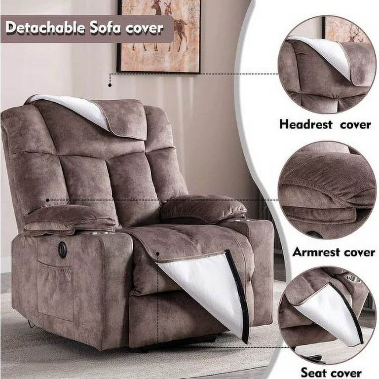 MCombo Medium Power Lift Recliner Chair Sofa with Extra Wide Footrest for  Elderly People, Fabric 7575 (Brown)