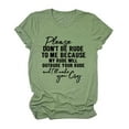 thumbnail image 4 of Women's Please Don't Be Rude Lettering Print Round Neck Short Sleeve Casual Comfortable T-Shirt Top for Everyday Wear, 4 of 4
