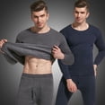 thumbnail image 2 of Ropa interior térmica de color sólido para hombre, cuello redondo, forro de terciopelo, ropa y pantalones de otoño engrosados, 2 of 6