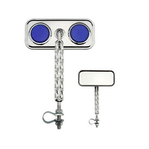 Alta Rectangular Double Twisted Mirror Steel Bicycle Chrome , Reflectors Multiple Colors. (Blue)