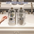 thumbnail image 2 of Dustproof Toothbrush Holders with Cover, Rotating Electric Toothbrush and Toothpaste Holder for Bathroom Countertop, 3 Slots Makeup Brushes Organizer, Transparent, 2 of 14