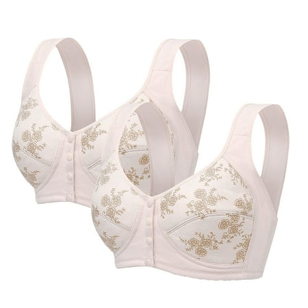 Black of Friday Deals!Clearance Staron 2PC Wireless Bras for Women Front Closure No Underwire Bras Wireless Comfortable Bras Stretch Seamless Bra Wirefree Bras