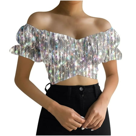

Corset Top Maternity Shirts Woman s Strapless Short Sleeve Printing Off Shoulder Ruched Crop Blouse Tops Womens Tank Tops Summer Savings Clearance 2022 Black Crop Top Gray L