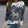 thumbnail image 2 of Tiweut Womens Christmas Sweatshirts Santa Deer Print Round Neck Long Sleeve Cozy Holiday Regular Tops Dark Gray,XL, 2 of 4
