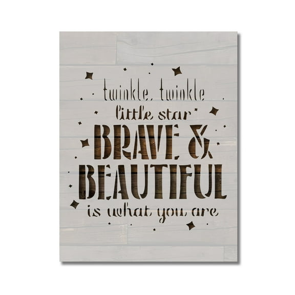 Twinkle Twinkle Little Star Brave Beautiful Stencil Template Reusable 8.5 x 11 for Painting on Walls, Wood, Etc. By Stencilville