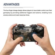 Gaming Trigger Mobile Game Controller 1 Pair Six-Finger Linkage Fire Key Burst Shooter Black