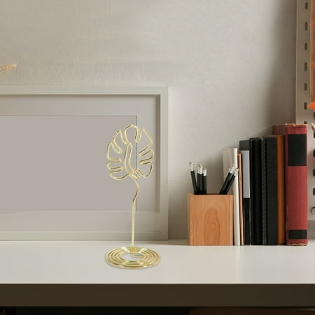 

Metal Plating Leaf Shape Business Card Holder Stand Desktop Decoration Gift Note Clip Office Ornaments Home Essentials Hand Tools