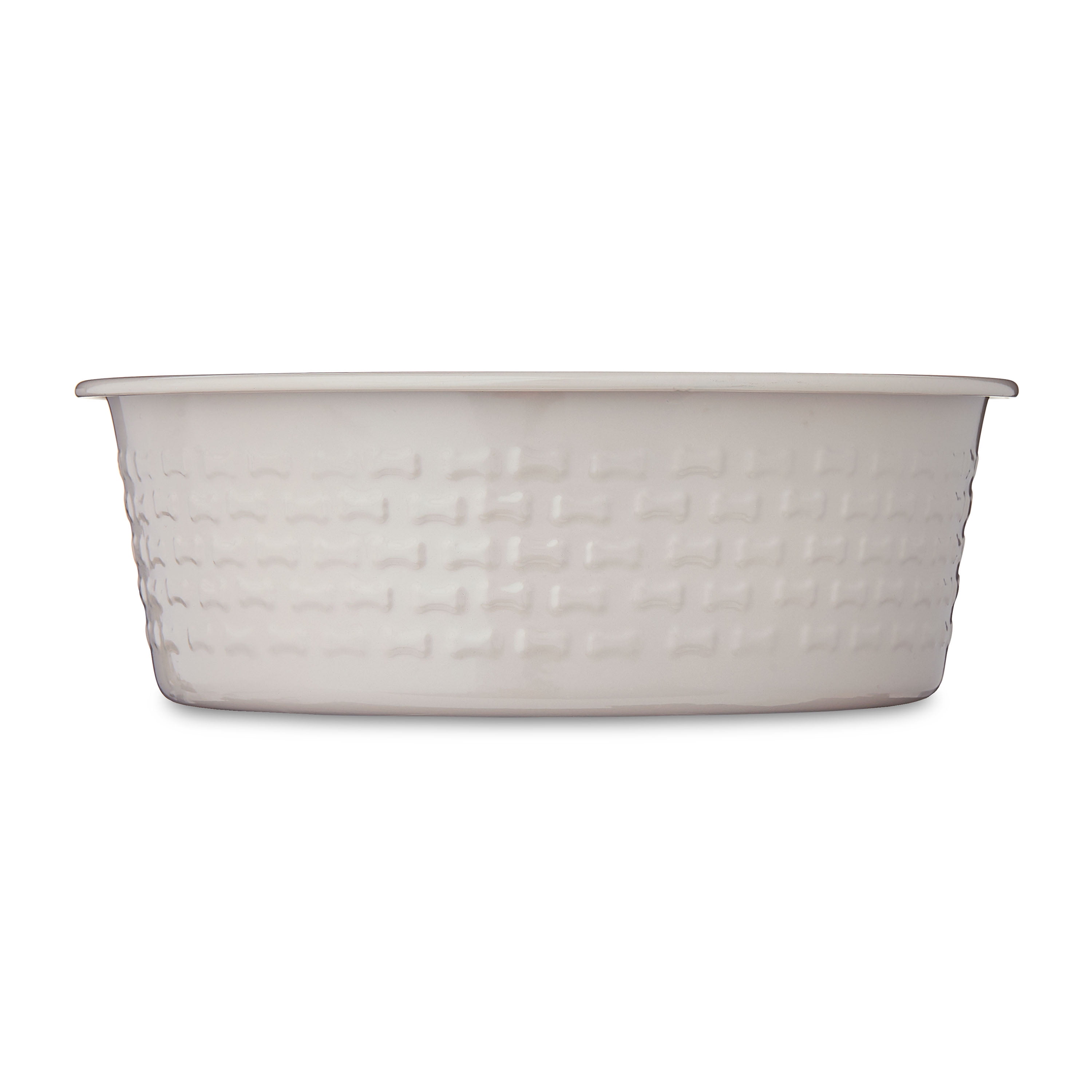 Vibrant Life Large Stainless Steel Embossed Dog Bowl, Off-White Bones